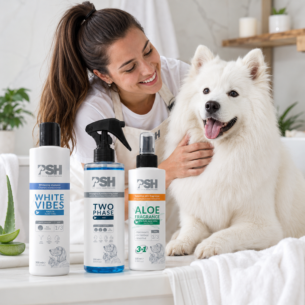 Pack Aura Manto Blanco con productos PSH para perros de pelaje blanco o claro