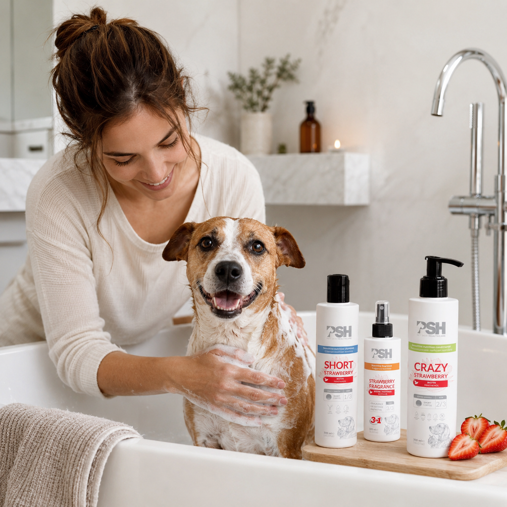 Pack Aura Manto Corto con champú, acondicionador y fragancia PSH para perros de pelo corto