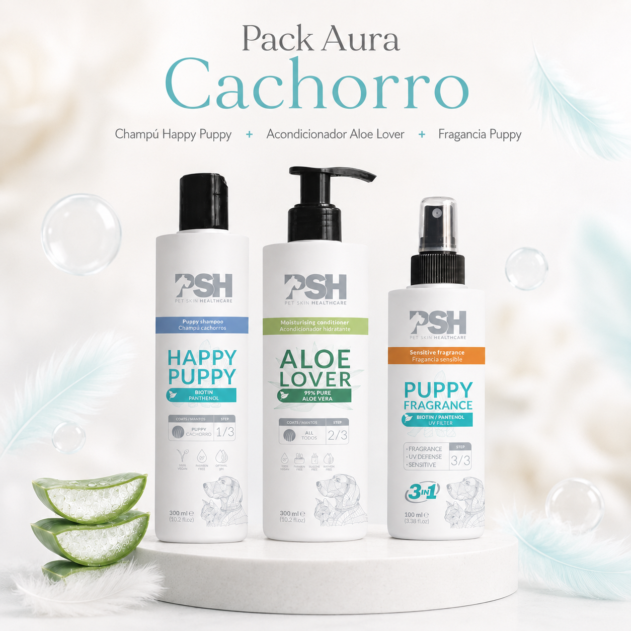 Pack Aura Cachorro con productos PSH para una rutina de baño suave para cachorros