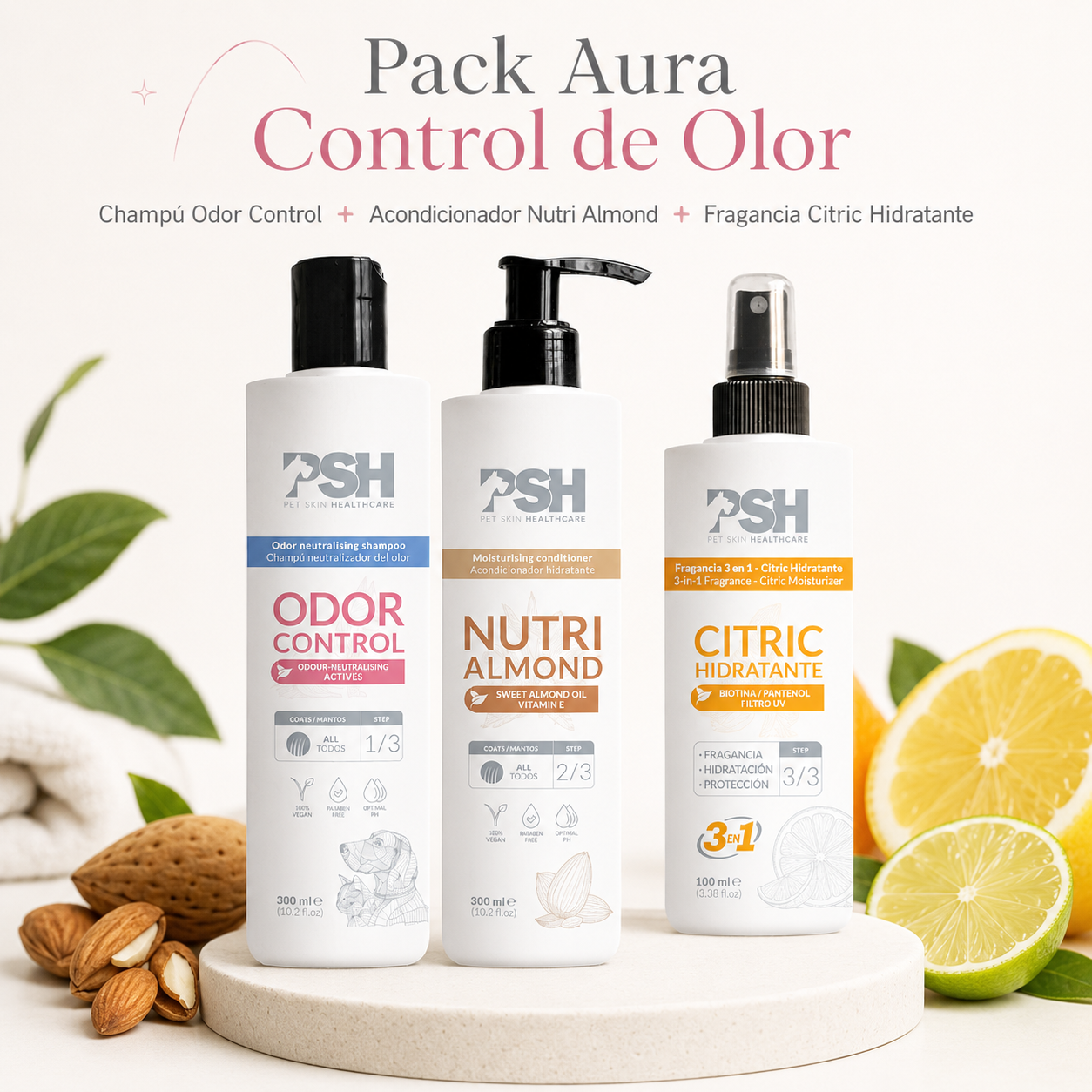 Pack Aura Control de Olor con productos PSH para perros que necesitan frescura y ayuda contra el mal olor