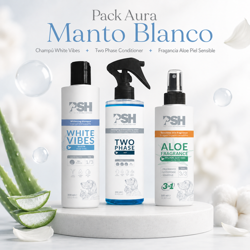 Pack Aura Manto Blanco con productos PSH para perros de pelaje blanco o claro