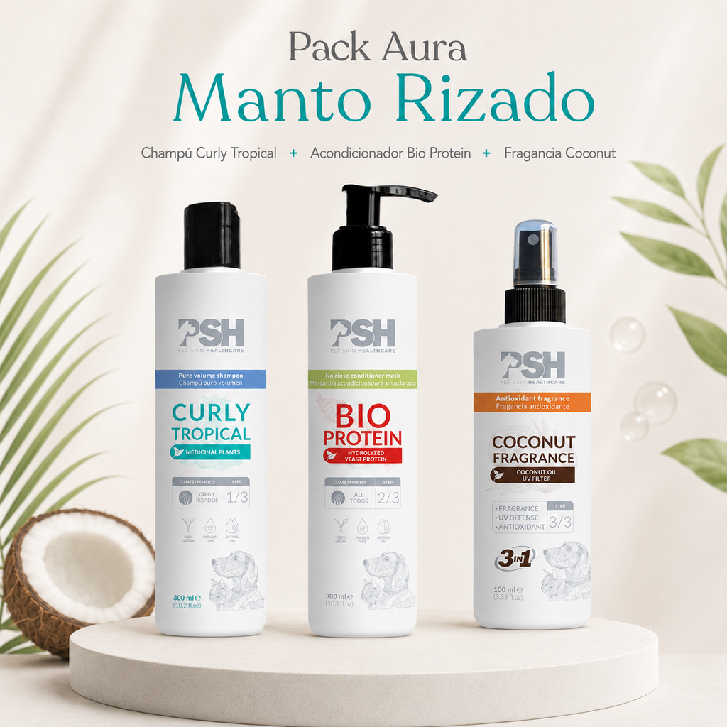 Pack Aura Manto Rizado con PSH Curly Tropical Champú, PSH Bio Protein y PSH Coconut Fragrance