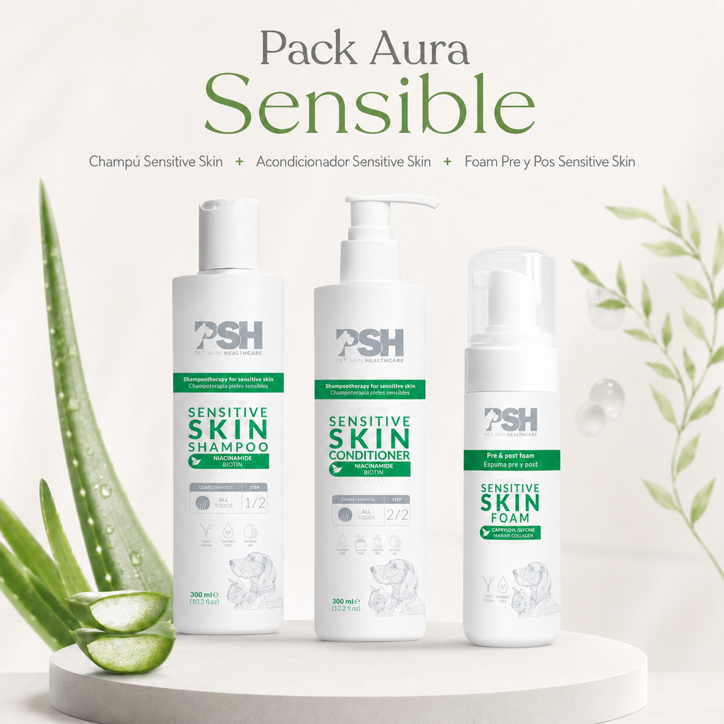 Pack Aura Sensible con productos PSH para perros con piel sensible o delicada